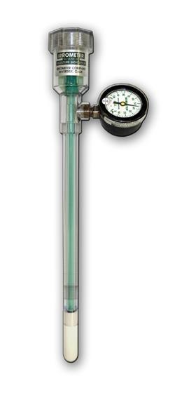 Tensiometer It consists of a tube with a porous ceramic tip on the bottom, and a vacuum gauge near the top.