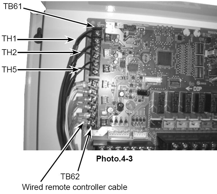 INSTALLATION: FTC2 WIRING SPECIFICATION OF EXTERNAL INPUT Locally supplied parts Connecting thermistor cables CONNECTING THERMISTOR CABLE (TH1) Connect the thermistor for the actual flow water