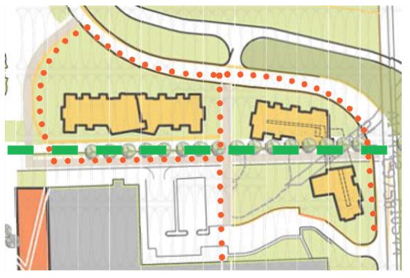 City of Kamloops KAMPLAN front. Any building or townhome should front these public open spaces and should not have back yards, loading zones, or parking entries on these façades. b. Nodes/Landmarks Nodes and/or landmarks should be strategically located where major confluences of networks come together or at gateways and entries.