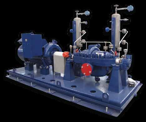 9 Horizontal Multistage Pumps (Diffuser) Axially split, horizontal multistage centrifugal pump Near-centerline mounted Diffuser casing Single suction, radial, enclosed impeller Thrust compensation