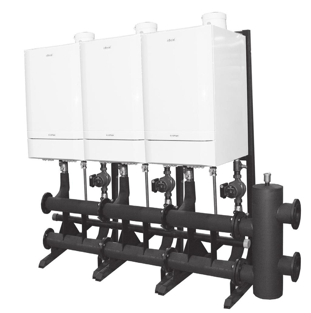 21 BOILER FRAME AND HEADER KITS Heat output to a maximum of 600kW can be achieved by cascading up to six Evomax boilers.