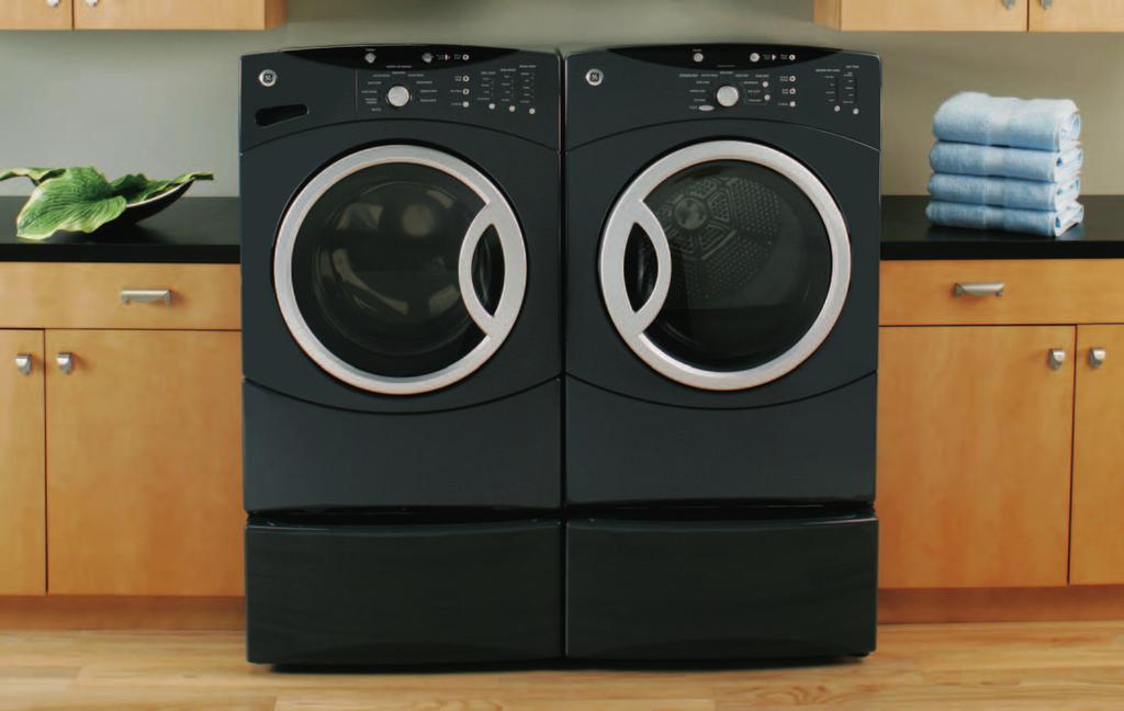 GE frontload laundry pair Available new models ge.com Granite Gray models shown; available in White on white. GE frontload washer WCVH6260F 3.7 cu. ft.