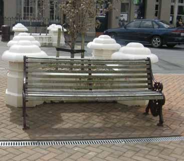 Existing steel bench seating is robust in quality but uncomfortable to use, with no back and arm rests. Fig.