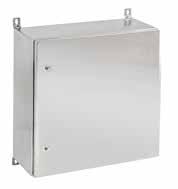 IP 66 Product series (Stainless steel) Standard --ATEX opaque door cabinets in AISI 304L and 316L STAINLESS STEEL with mounting plate, and injected silicone rubber gasket.