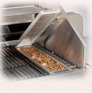 Smoker System Large capacity accommodates chips or chunks of wood Hinged for easy access Allows