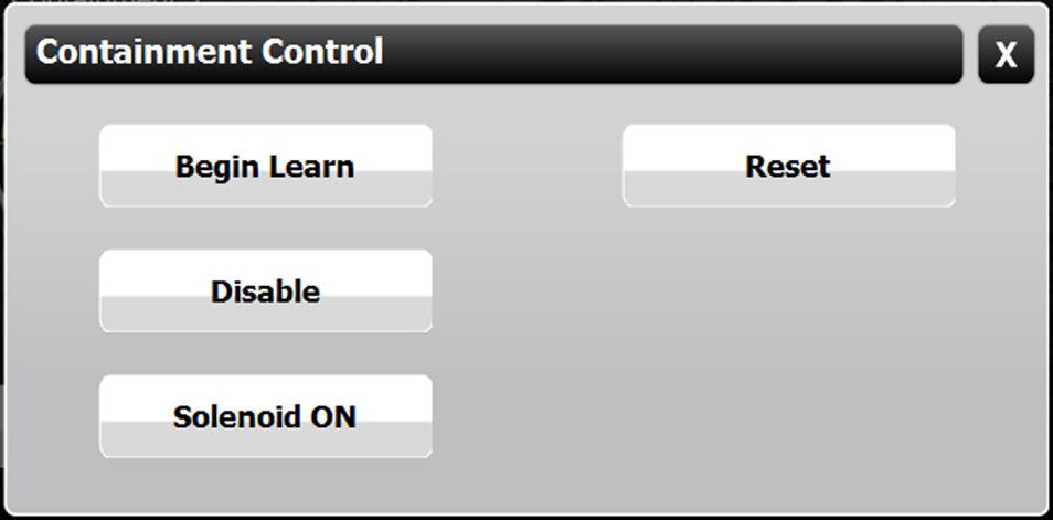 Containment Control features can be accessed using the Control Button on the Secondary Containment Detail Screen.