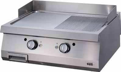Gas Grills OGG 8090 1/2 N Gas Grills Independently controlled cooking zones for economy during quiet periods Large drain hole on cooking surface for ease of operation and cleaning Removable stainless