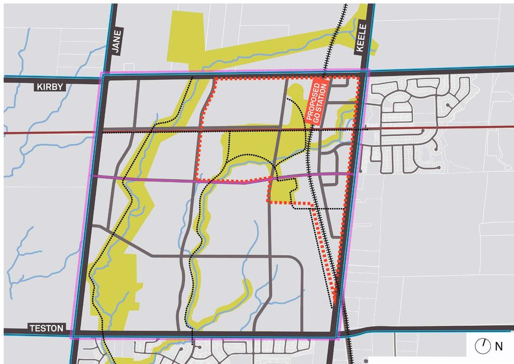 Draft Automobile, Public Transit and Bicycle Network Through the NVNCTMP, local transit to service Block 27, including the proposed Kirby GO Station is under consideration.