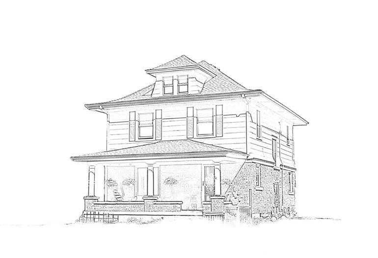 American Foursquare (1895-1930) Large central dormer Typically 2-1 /2 stories high Simple box shape with four room plan Low-hipped