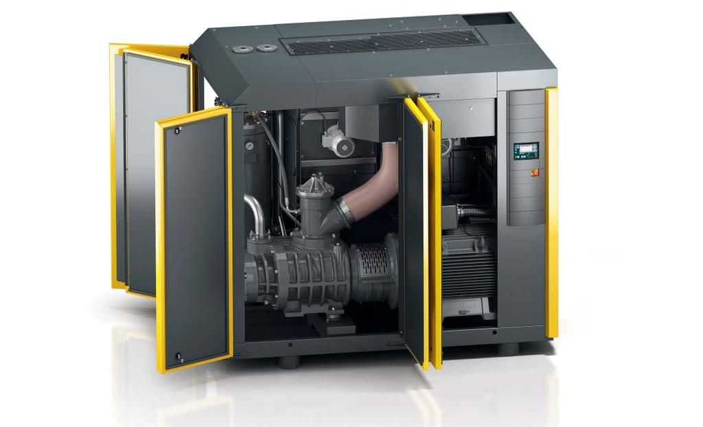 Service-friendly Kaeser s rotary screw compressors feature an open package layout.