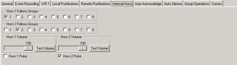 SECTION 8 INTERNAL AUDIBLE ALARMS 2 x Internal Horns, Horn 1 & Horn 2, are supplied with each Sub-station Annunciator and these can be configured in software to follow any of the Horn Groups.