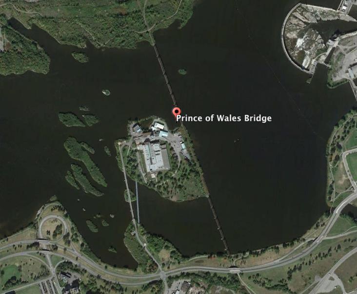 recommendations for the new rail-trail bridge. The Prince of Wales Bridge crossing the Ottawa River (Google Earth, 2013).