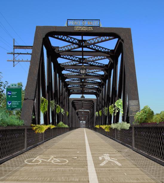 This rendering shows the finished Prince of Wales Rail-Trail Bridge, from the bridge