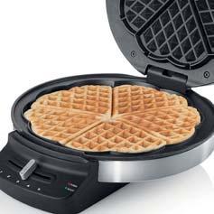 Thanks to the thermostat you create 2 delicious waffles per your wish in a minute.
