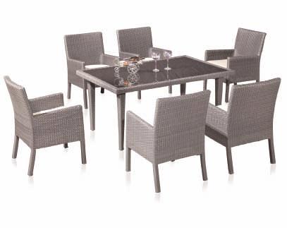 décor ARIZONA 7-Piece Set Welcome to a new world of outdoor living Constructed of high quality dura wicker and aluminum base. Set includes six armrest chairs and wicker smoked glass table top (5mm).
