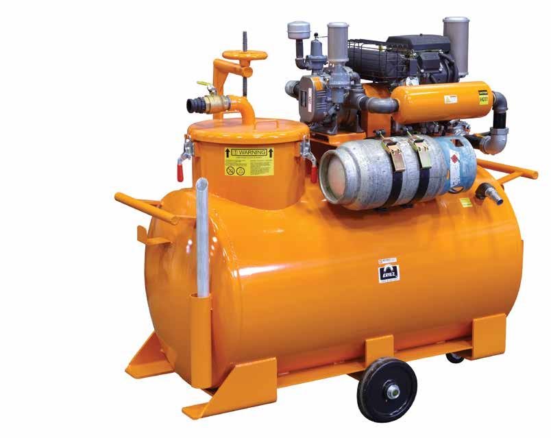 LP Gas Driven Cleaners The LP Gas (Liquified Petroleum Gas) powered Sump Cleaner utilizes a cast iron 3MP positive displacement blower coupled to a 25 HP electric start LP gas engine that generates