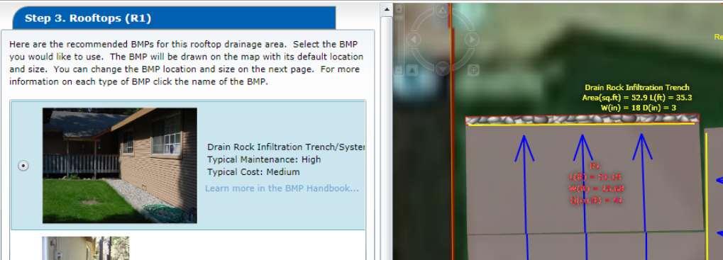 Step 3: BMP Selection When you select the BMP, the Designer then sizes it for the rooftop you