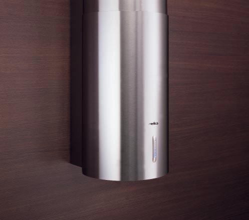 STONE Semi round stainless steel chimney hood, ideal if space is at a