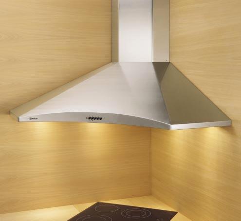 Our stainless steel corner chimney hood presents a stunning solution for the