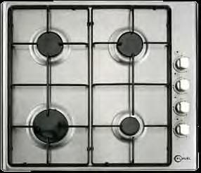 Gas hobs FLH6INXP 60cm gas hob 4 burners / 3 sizes automatic ignition Gloss enamel pan supports Suitable for LPG conversion FSD (Flame Safety