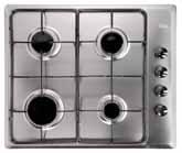 319.00 70CM 5 RING GAS HOB EX 70 4G AI AL Solid plate electric hob Lateral knobs Stainless steel 2 x 180mm Ø