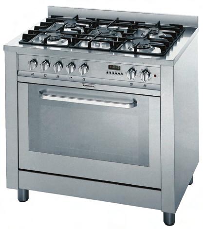 only, bottom heat only 90cm hob with 5 variable gas burners including a triple ring wok burner