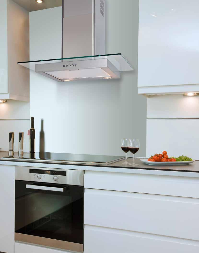 WALL MOUNTED STRAIGHT GLASS CHIMNEY LA-ST-GL Stainless Steel Hoods Luxair produce the highest quality straight glass hoods, available in Stainless Steel and black.