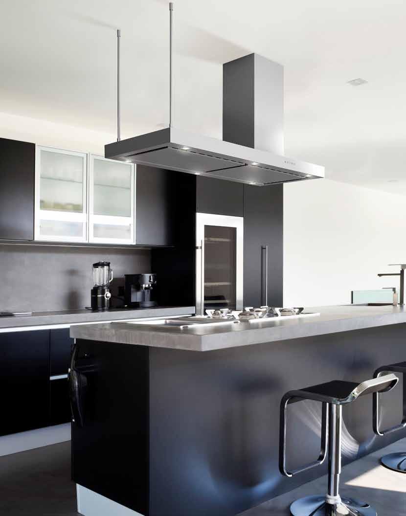 ISLAND LA-AREZZO Stainless Steel. Black & Blue Hoods Designed for the most professional chef, you will not be disappointed with the quality and performance of this top quality cooker hood.