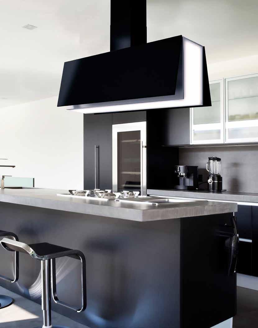 ISLAND LA-ANGELO Stainless Steel & Black Hoods This new concept island cooker hood is the very top end of the cooker hood market, the Angelo is Italian for Angel and with good reason, it has wings!