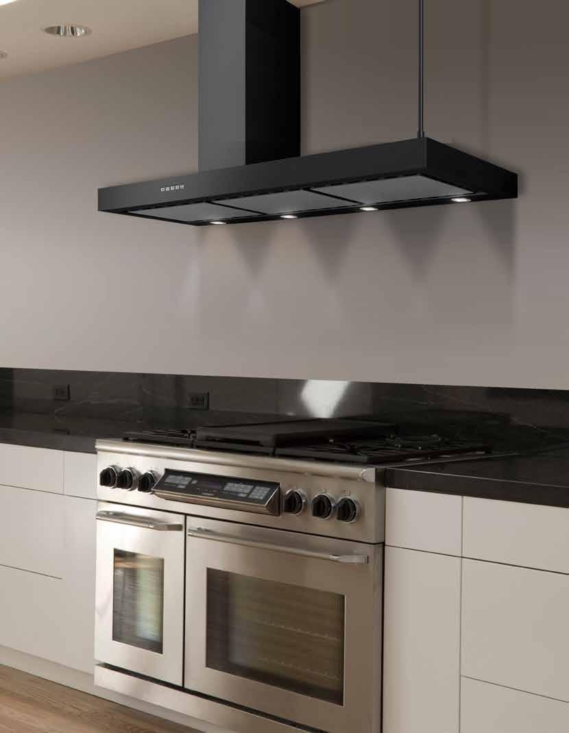 WALL MOUNTED LA-AREZZO Stainless Steel & Black Hoods Designed for the most professional chef, you will not be disappointed with the quality and performance of this top quality cooker hood.