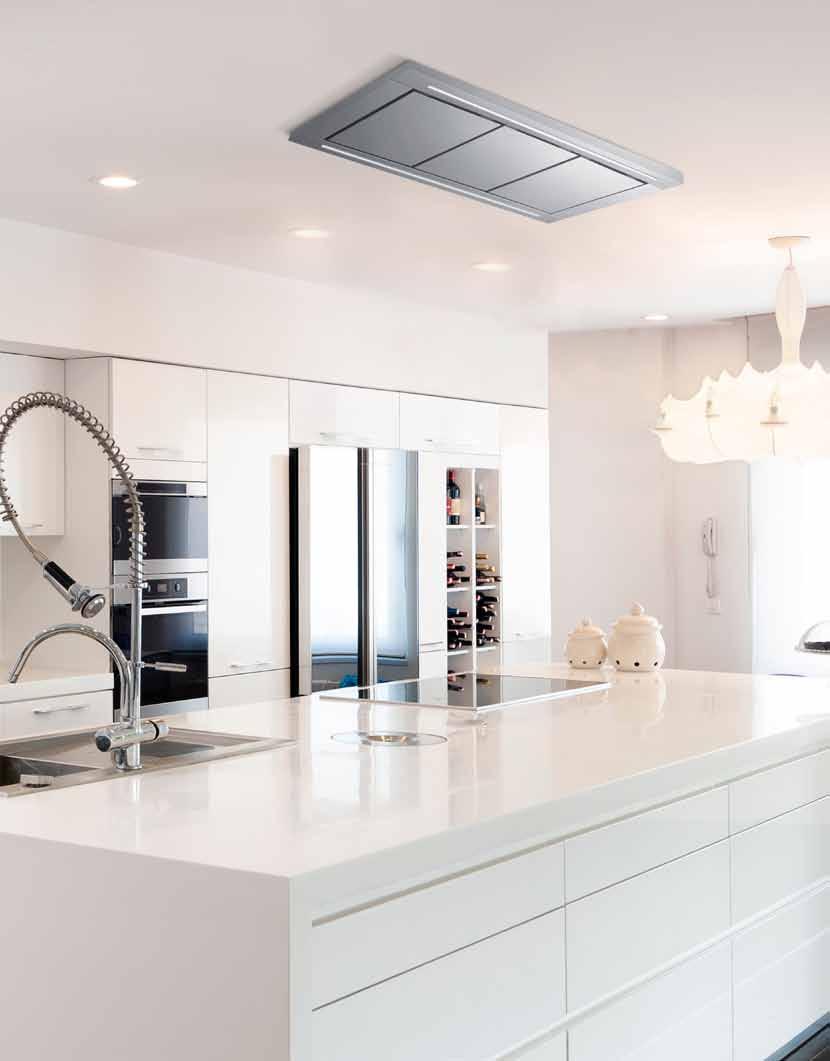 CEILING HOODS LA-GEA Stainless Steel This beautiful fully flush mounted extractor creates a seamless solution for the ever popular openplan kitchen setting.