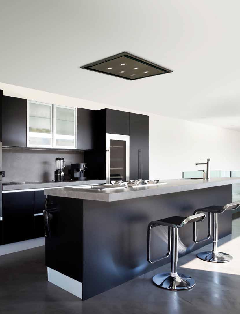 CEILING HOODS LA-ANZI Stainless Steel and Black Hoods This new stunning designer ceiling extractor is the very best in quality, handmade Italian crafted master piece.