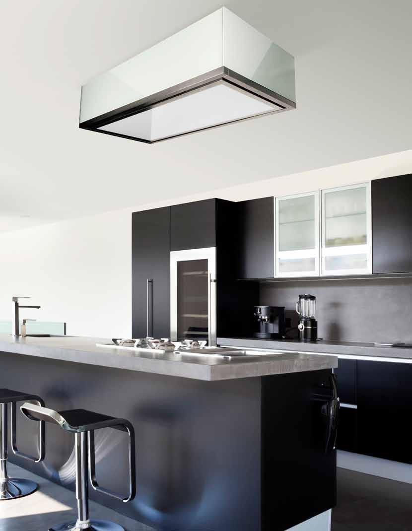 CEILING HOODS LA-XEINA Stainless Steel and Glass Hoods This all new surface mounted ceiling extractor has to be one of the best looking on the market.