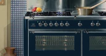 selection of colours. Milano range cookers can be designed with either chrome, brass or antique bronze trim.