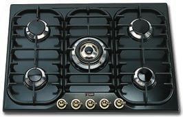 Range cookers Built-in appliances Built-in hobs Hoods Dimensions 70cm Milano Gas Hob - 5 Burner Cast-iron pan supports Unique solid brass Cast-iron griddles Burner specifications