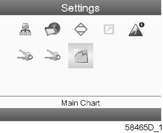Using the Scroll keys, move the cursor to the Settings icon (see above, section menu icon). Press the Enter key.