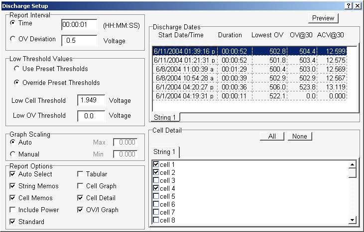 Using the Report Generator 22.10. Discharge Report String View > View Reports Discharge To create a Discharge report, click Discharge. The Discharge Setup box appears.