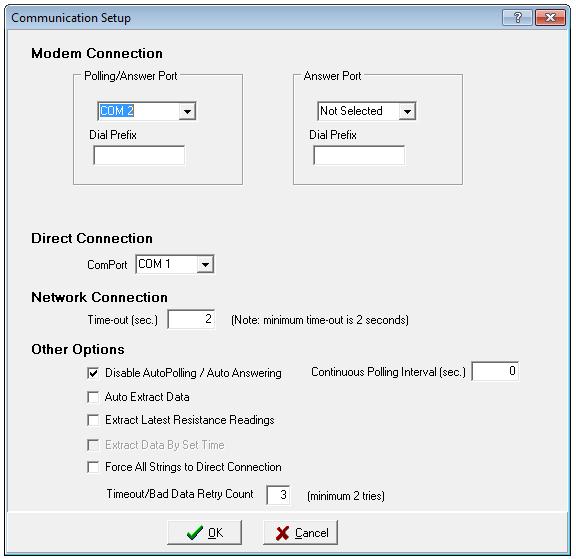 Setting Communications 12. Setting Communications String Status > Setup communication or Setup Communication Select this dialog box to define communication settings. Figure 22.