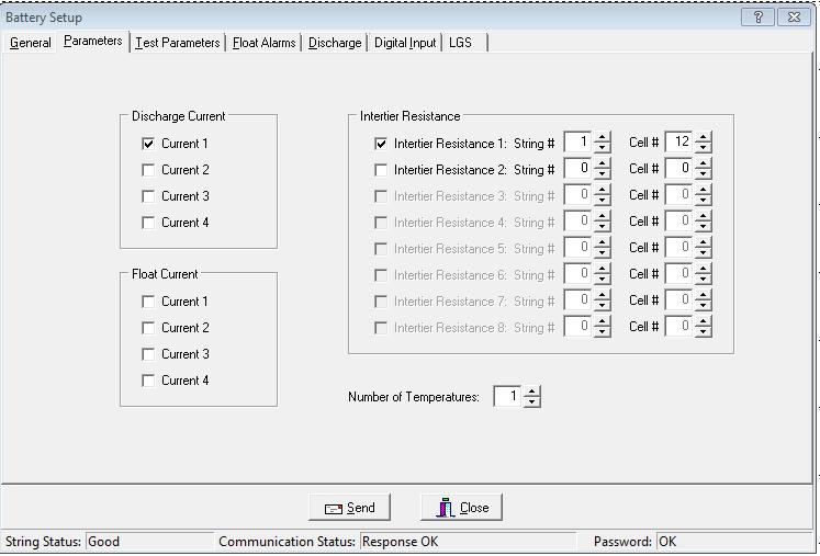 Programming Battery Setup for the MPM 17.2. Battery Setup: Parameters (MPM) String View > Setup Battery Parameters On Parameters, select the hardware and parameters that will be polled and displayed.