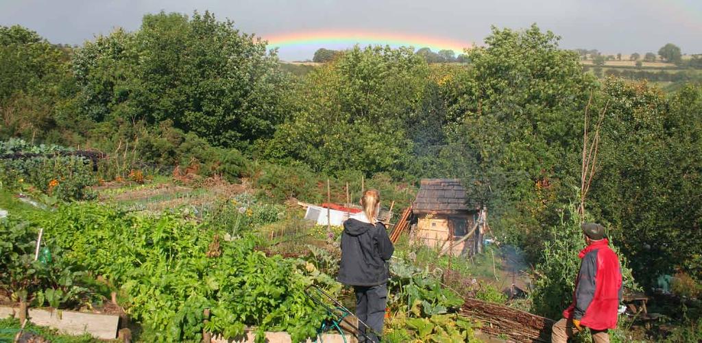 A rainbow over The Garth Hillside Organic Garden, Wales Permaculture has an agreed ethical framework.