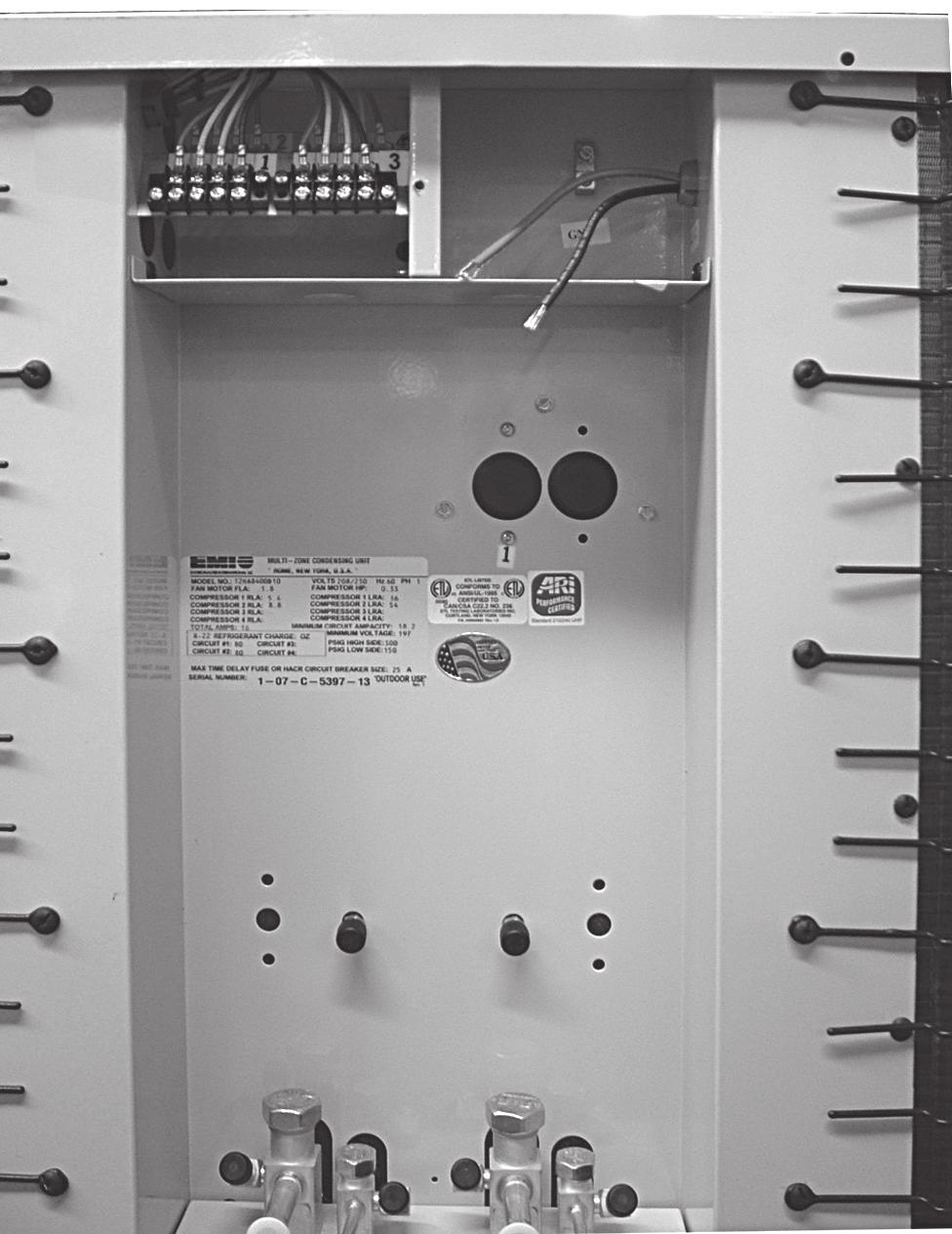 T2HA INSTALLATION INSTRUCTIONS ELECTRICAL WIRING 5. With a screwdriver punch out and rem o v e t h e knock-outs in the low & high Volt electrical c o n n e c t i o n box.