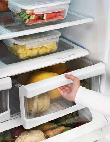 HUMIDITY CONTROLLED CRISPERS You can preserve the freshness of fruits and vegetables by just adapting the