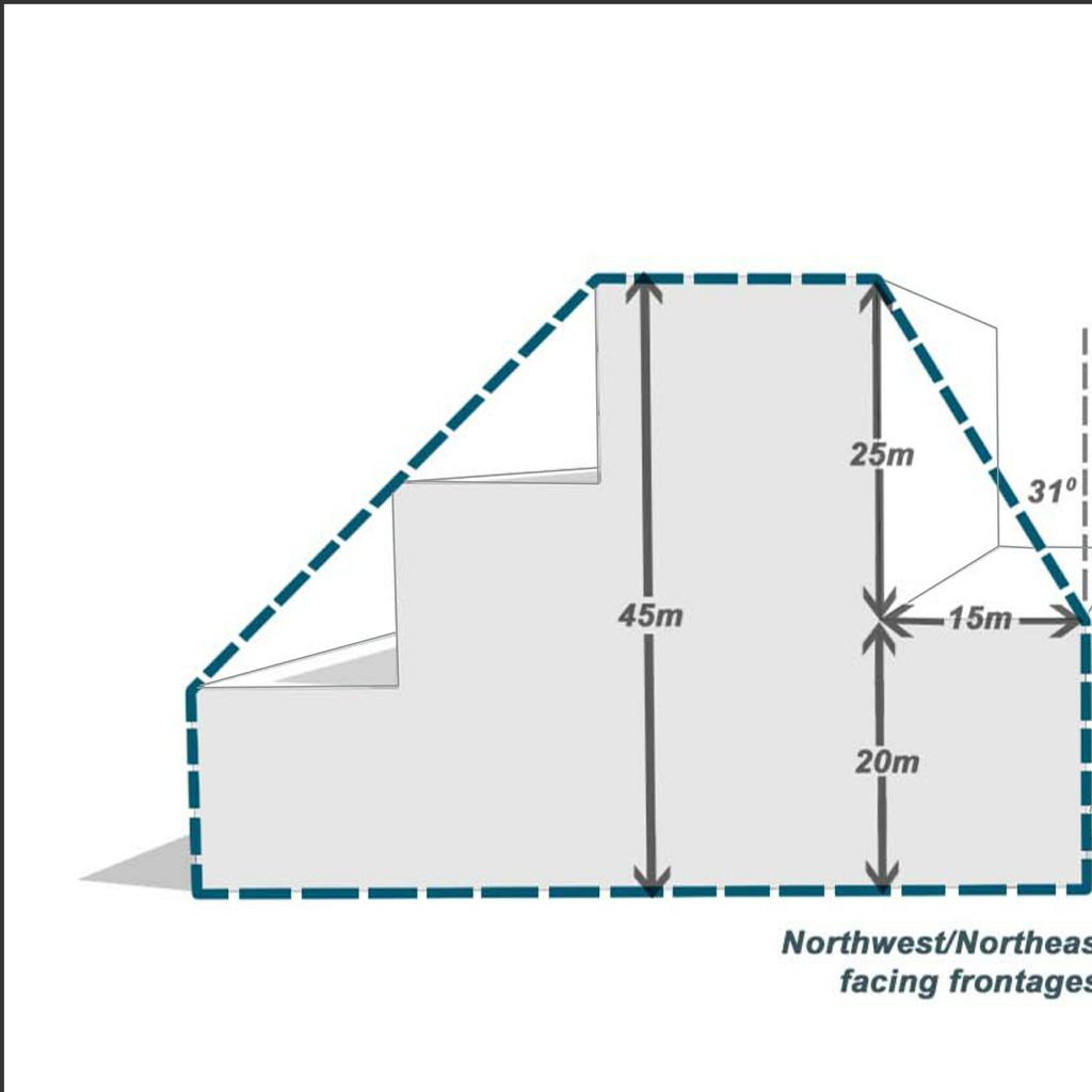 Figure 22.3 Amenity Building Envelope Footnotes The Amenity Building Envelope has been developed with regard to heritage, streetscape and sense of scale, wind tunneling effects and solar penetration.
