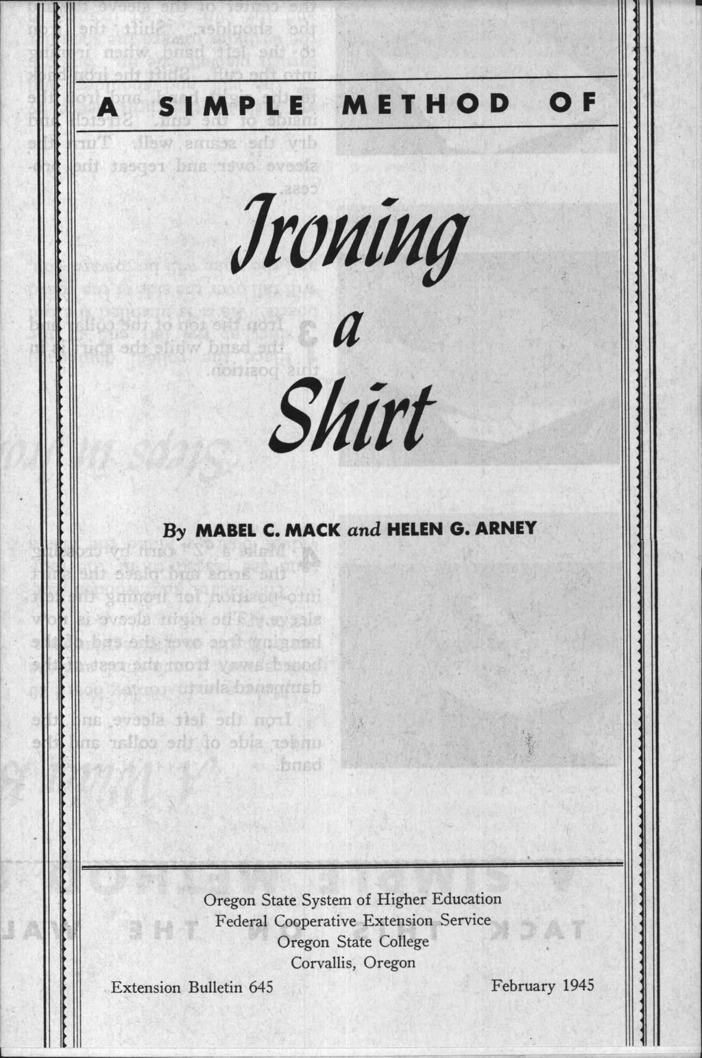 A SIMPLE METHOD OF kw* Shirt By MABEL C. MACK and HELEN G.