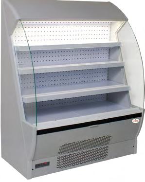 Refrigerated Sara Open Front Merchandiser Open Front self service grab and go Easy access for loading and cleaning White interior 3 Fully adjustable shelves Additional shelves available upon request