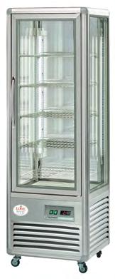 Refrigerated K Chillers K2T K2TF LED lighting Anodized gold or silver finish Automatic defrost Easy to clean surfaces Forced air cooling Fully self contained unit Glass on four sides (K2T & K2TF)