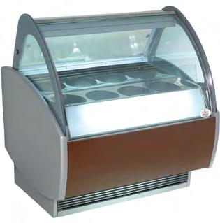 Frozen DC8 Dipping Cabinet Modern design with high visibility Stainless steel preparation counter Stainless steel deck Silver painted end walls Sliding plexi rear doors Illuminated logo panel