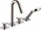 34215000 Basic set Ref.-no. 10303180 3 3-hole wall-mounted basin mixer, spout 226 mm projection star handles and escutcheons, Finish set Ref.-no. 34217000 Basic set Ref.