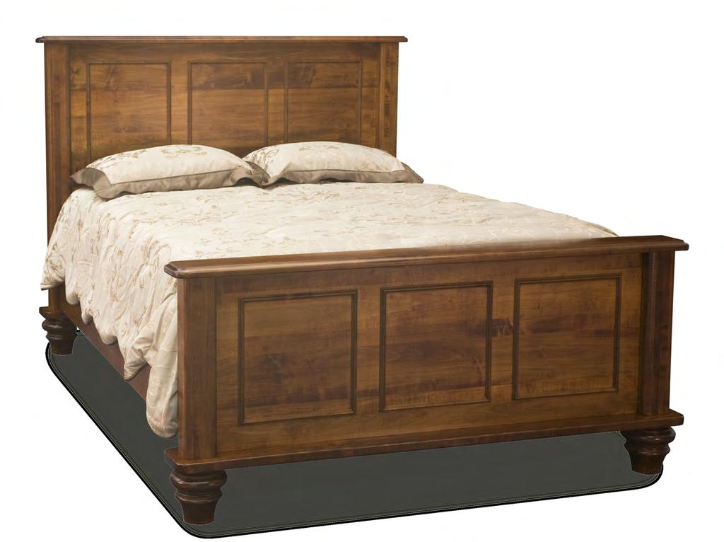 Woodberry Brown Maple WB-PB-Q 86 THE WOODBERRY COLLECTION is a very unique collection with custom turned bun feet on the bed and case goods.