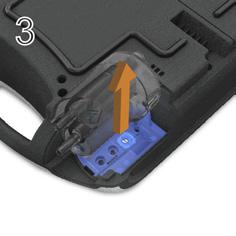 Replace with the new adapter, ensuring it sits firmly in the socket. 5. Place the cover over the enclosure, ensuring the runners on the device and the cover are aligned.